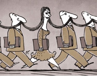 1. La vignettista Doaa el Adl fra suoi quattro colleghi maschi